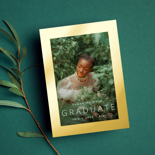 Gold Foil Pressed Frame Graduate Faire-part 2023 (Créateur téléchargé)