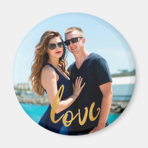 Gold Foil Script Love Magnet photo personnalisé