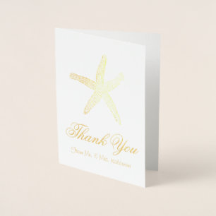 Gold Foil Starfish Merci Cartes