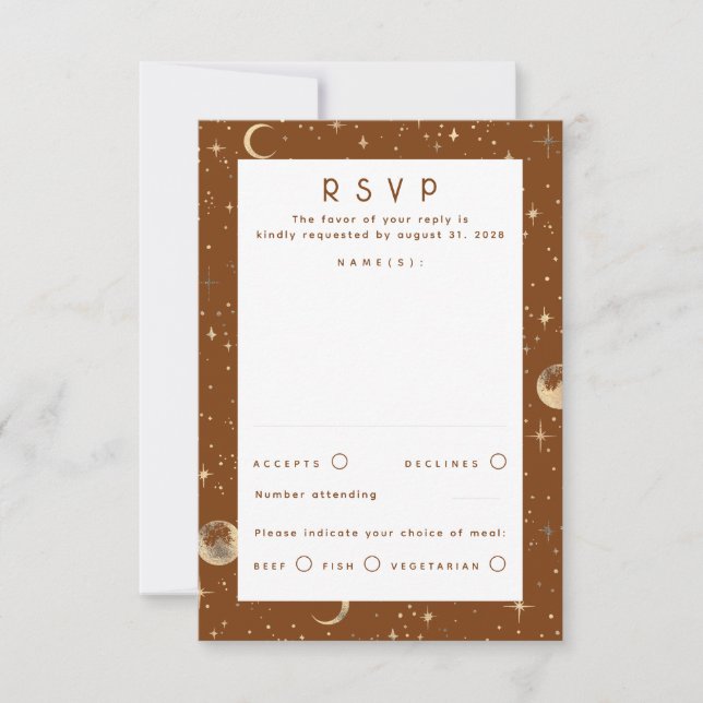 Gold Foil Stars Mariage céleste RSVP (Devant)