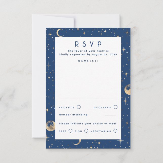 Gold Foil Stars Mariage céleste RSVP (Devant)