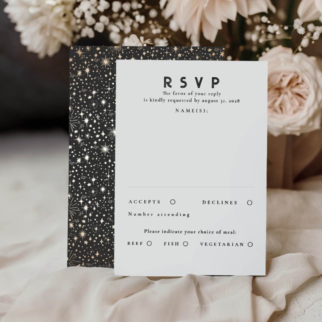 Gold Foil Stars Mariage moderne RSVP (Celestial RSVP Cards)