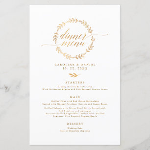 Gold Foil Stylish Calligraphie Mariage Menu