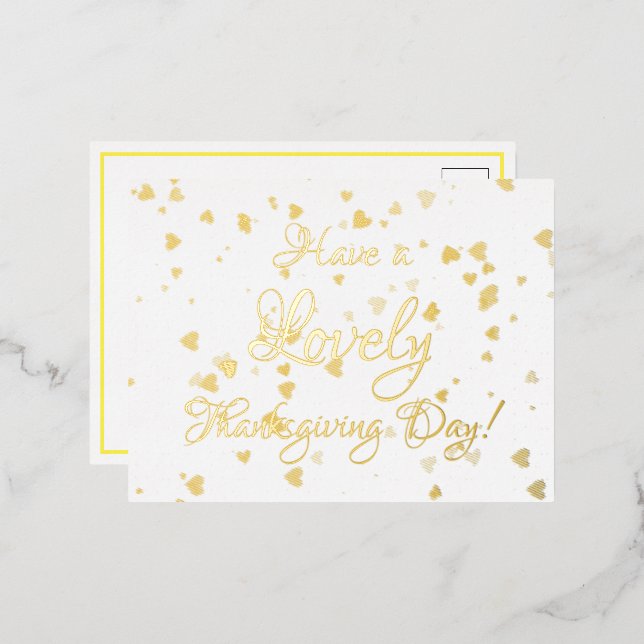 Gold Foil Thanksgiving Party Invitation (Recto/Verso)