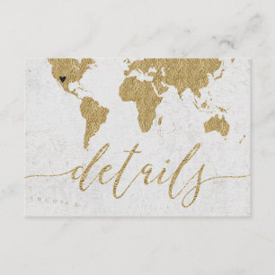 Gold Foil World Carte Destination Détails de maria