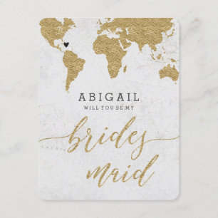 Gold Foil World Carte Vous Serez Bridesmaid