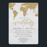Gold Foil World Map Destination Wedding Invitation<br><div class="desc">Gold Foil World Map Destination Wedding Invitations with MOVEABLE HEART LOCATION Cliquez sur la personnaliser pour positionner votre coeur ~ Consultez ma boutique pour voir la collection de mariages complète avec ce design!</div>