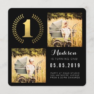 Gold Foil Wreath 1er anniversaire Cartes photos