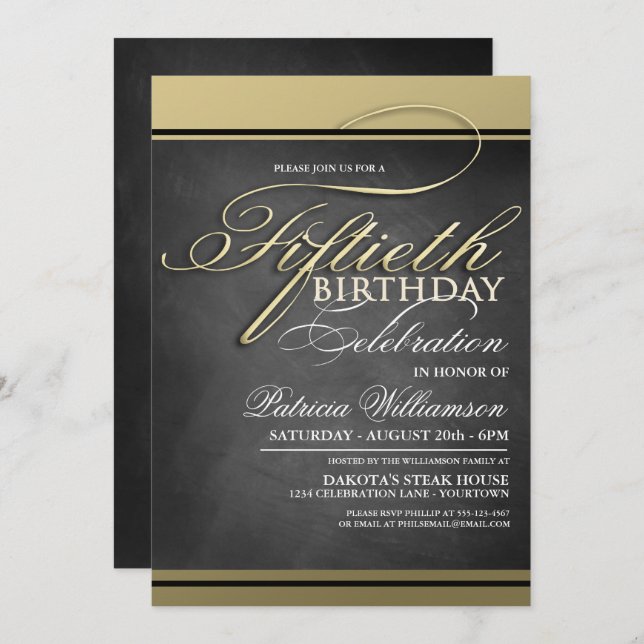 Gold Formal 50e anniversaire Invitations (Devant / Derrière)