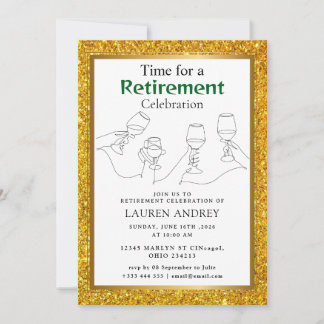 Gold Frame Retirement Celebration Invitation