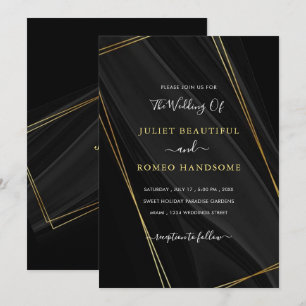Gold Frames Luxe Golden Black Faire-part de mariag