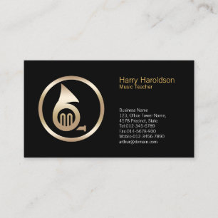 Gold French Horn Icon Musique Carte de visite ense
