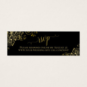 Gold Frills Black Wedding RSVP Carte en ligne