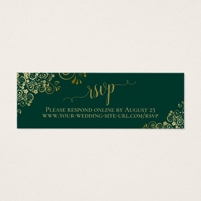 Gold Frills Emerald Green Wedding Carte en ligne R (Devant)