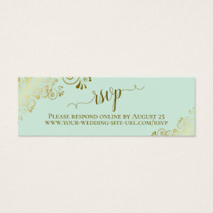 Gold Frills Mint Green Wedding Carte en ligne RSVP