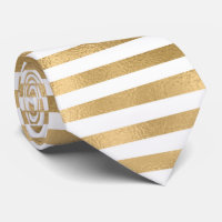Gold Frozen Arrière - plan White Stripes Cravate