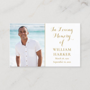 Gold funeral Memorial Prayer Cartes photos