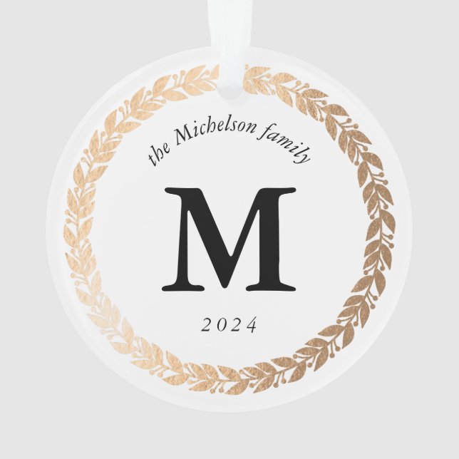 Gold Garland Elegant Photo et Monogramme Blanc (dos)