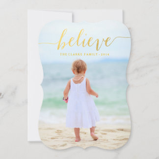 Gold Glam Believe Holiday Carte photo 2