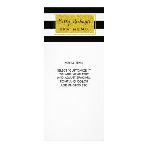 Gold Glamor noir blanc rayures Menu Salon