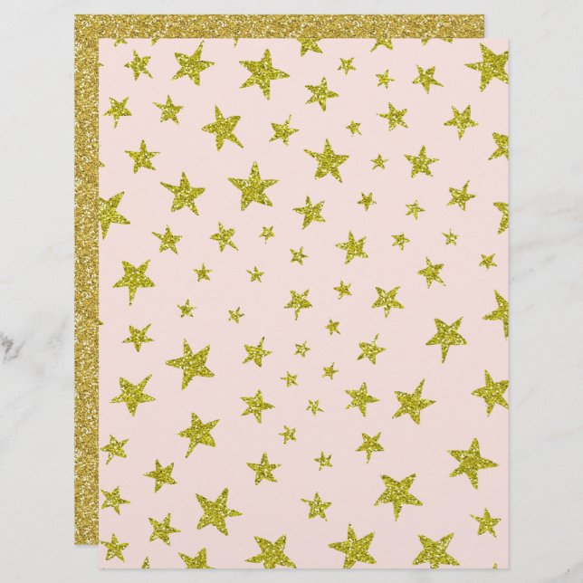 Gold Glitt Regarder Star Scrapbook Papier (Devant / Derrière)