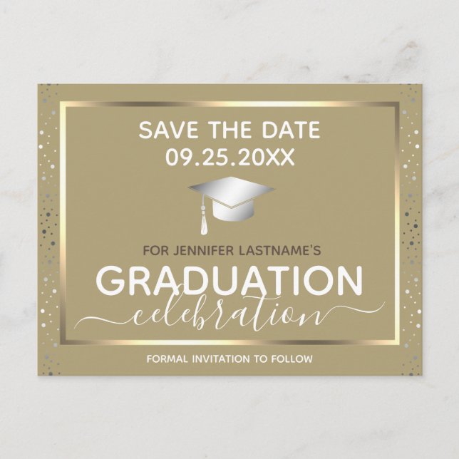 Gold Graduation Enregistrer la date Invitation Car (Devant)