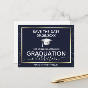 Gold Graduation Enregistrer la date Invitation Car