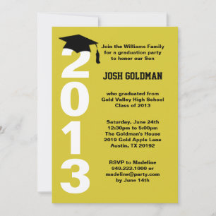 Gold Graduation Party Invitation Classe de 2013
