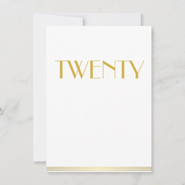 Gold Great Gatsby Mariage Cartes de table Vingt (Devant)