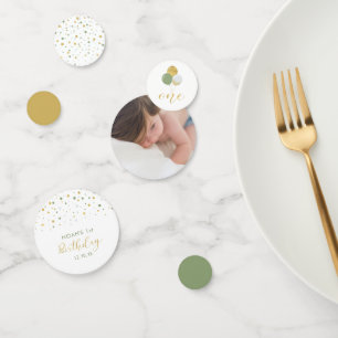 Gold & Green Balloons 1er anniversaire Confetti