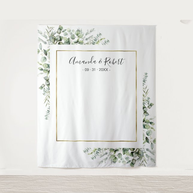 Gold Green Eucalyptus Mariage fond Tapisserie (Devant)
