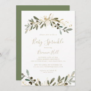 Gold Green Fall Baby Sprinkle Invitation