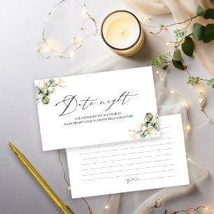 Gold Green Fête des mariées Date Cartes de nuit