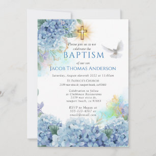 Gold Greenery Eucalyptus Boy Baptism Invitation