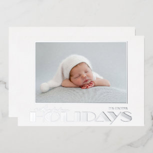 Gold Happy Holidays Photo Foil Carte de vacances