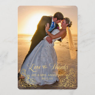 Gold Heart Confetti Photo Mariage Merci