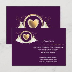 Gold Heart Femme Mariage   Carte de réception