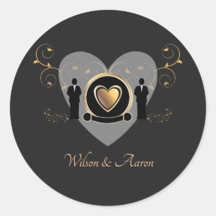 Gold Heart Homme Mariage   Sticker