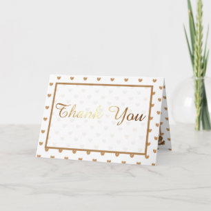 Gold Hearts Love Fold Carte de remerciements