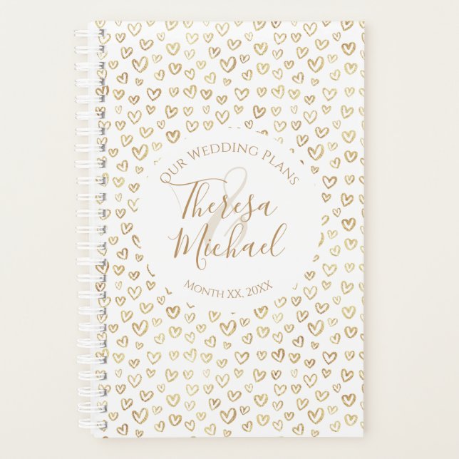 Gold Hearts Personnalisé dire Wedding planner (Devant)