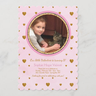 Gold Hearts Photo Invitation Anniversaire
