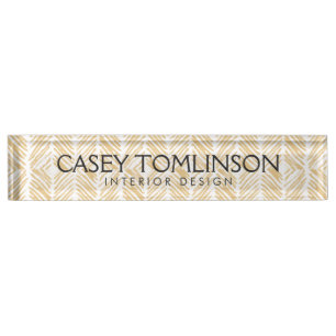 GOLD HERRINGBONE / CHEVRON ARTWORK Desk Plaque d'i