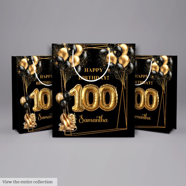 Gold High Heels 100e Anniversaire Cadeau sac ✨ (Gold High Heels 100th Birthday Gift Bag ✨)