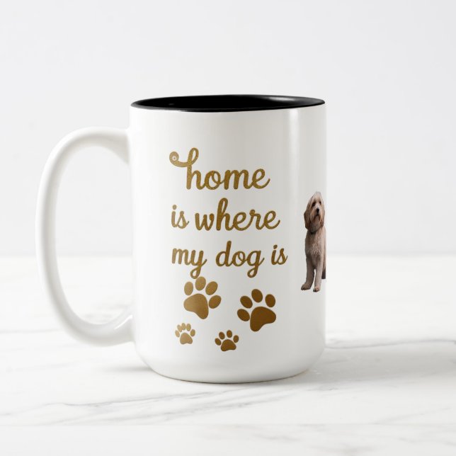 Gold Home Est Là Où Mon Chien Est Mug - Luxe Amour (Gauche)