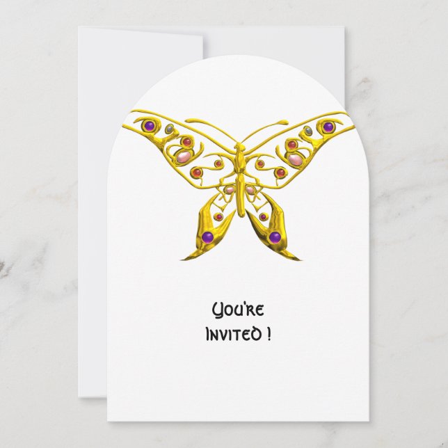 GOLD HYPER BUTTERFLY, Faire-part de mariage DE PIE (Devant)
