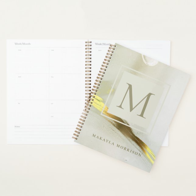 Gold Ink Monogramme Abstrait Home Office School (Devant avec enveloppe)