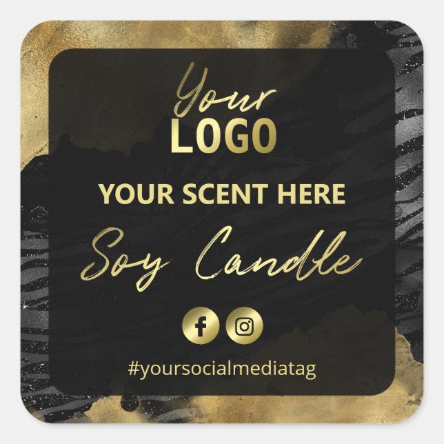 Gold Ink Zebra Print Soy Candle Étiquette (Devant)