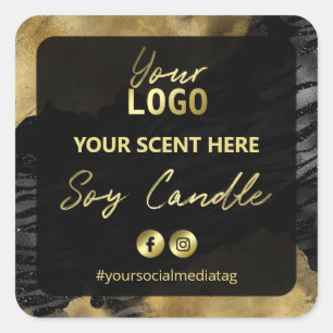 Gold Ink Zebra Print Soy Candle Étiquette