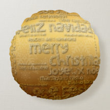 Gold International Noël Navidad Coussin rond