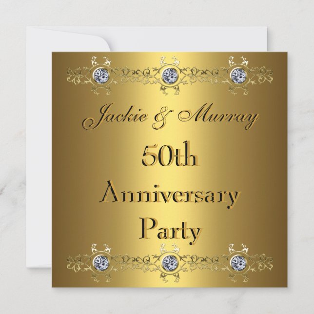 Gold Invitations 50th Anniversary Party (Devant)